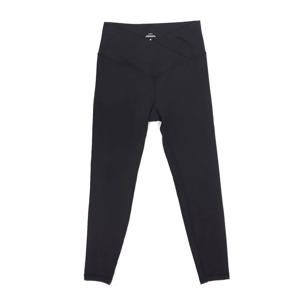 NATURYL Crossover Cropped Leggings Black Athleisure Yoga Lounge Sporty Grym